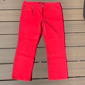 White House Black Market Slim Crop Red Denim